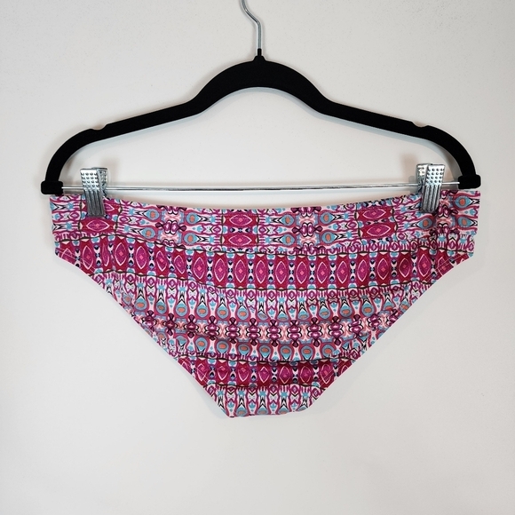 Title Nine Pink Teal Low Rise Hipster Bikini Bottom Swimsuit Boho Cat Eye sz‎ Lg - Picture 3 of 7